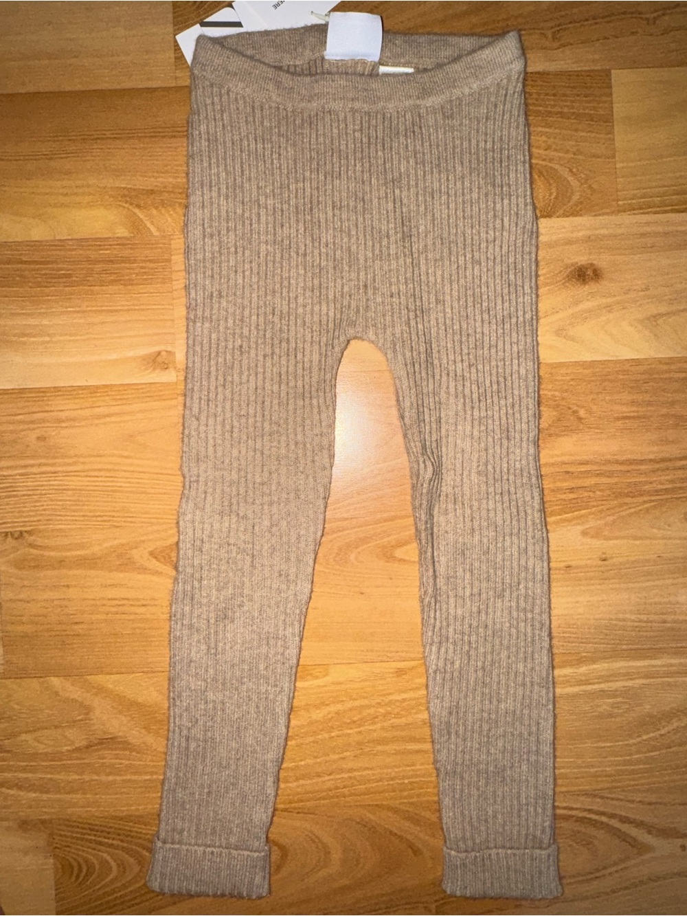ZARA Kids Ribbed Knit Leggings - Tan